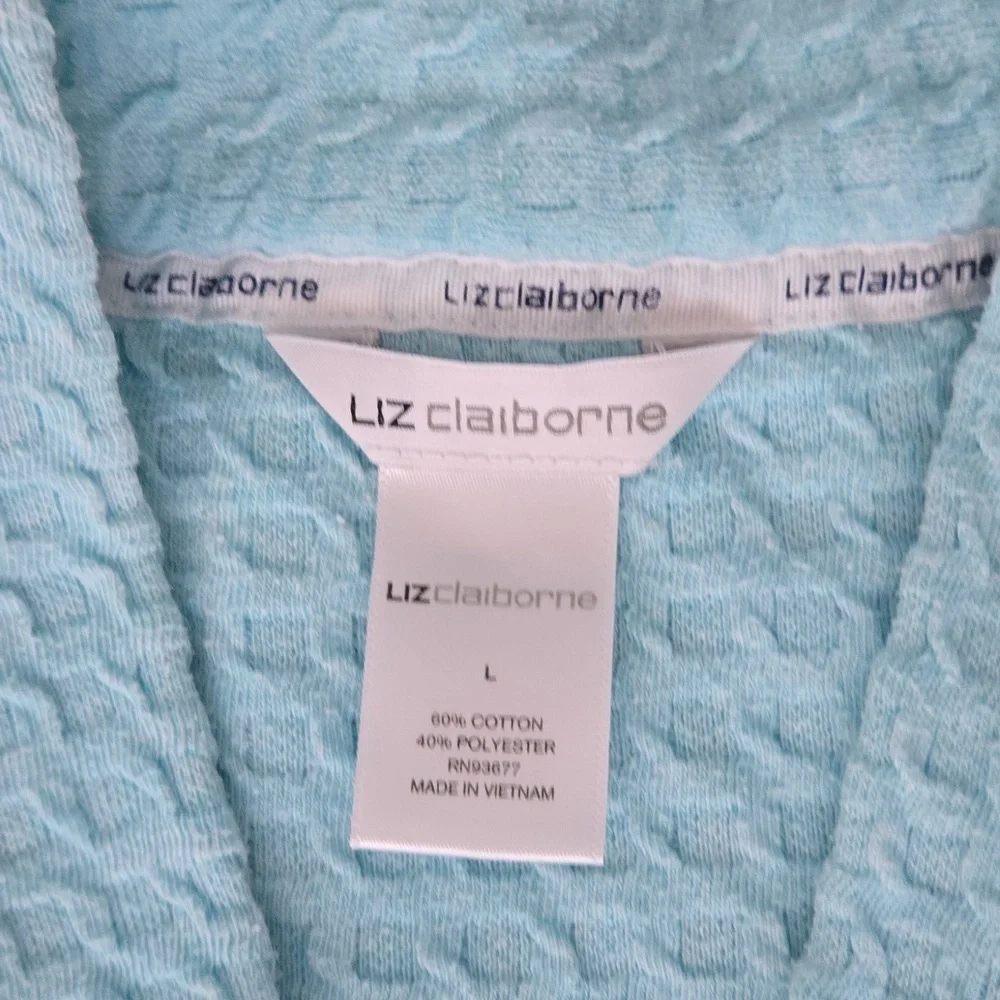 LIZ CLAIBORNE Large Light Blue Waffle Knit Robe - Picture 3 of 7